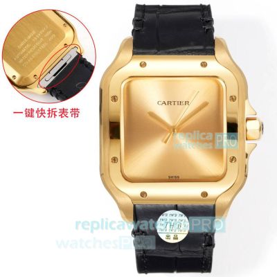 THB Swiss Copy Cartier Santos de Cartier Yellow Gold Dial Automatic Watch 